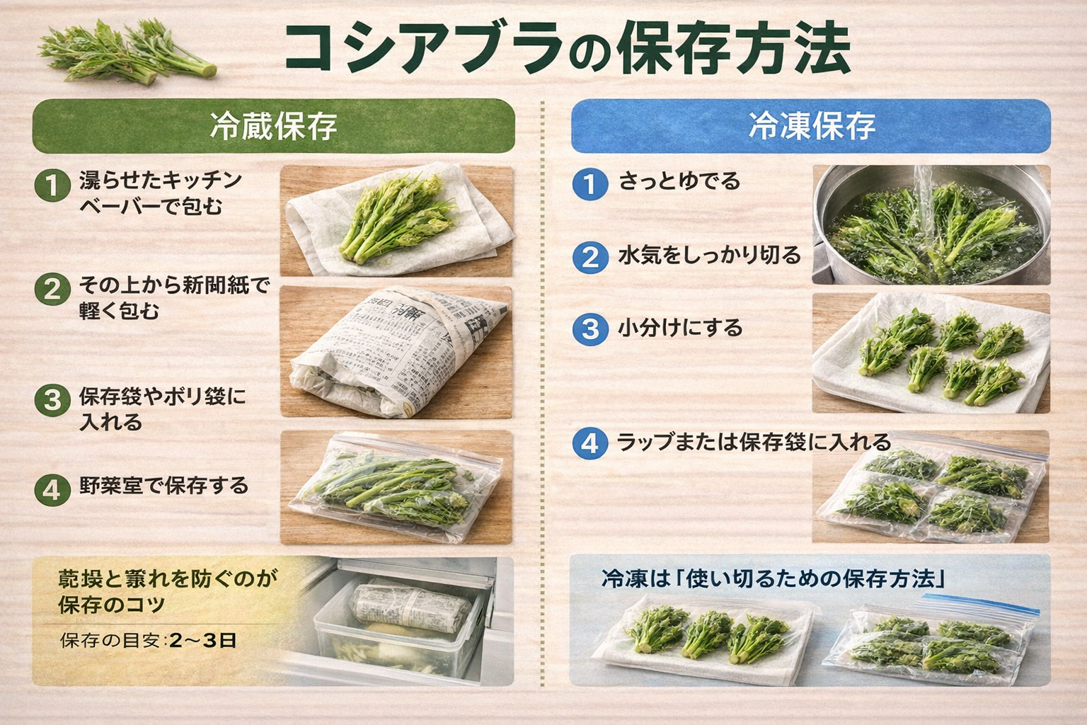 コシアブラの保存方法