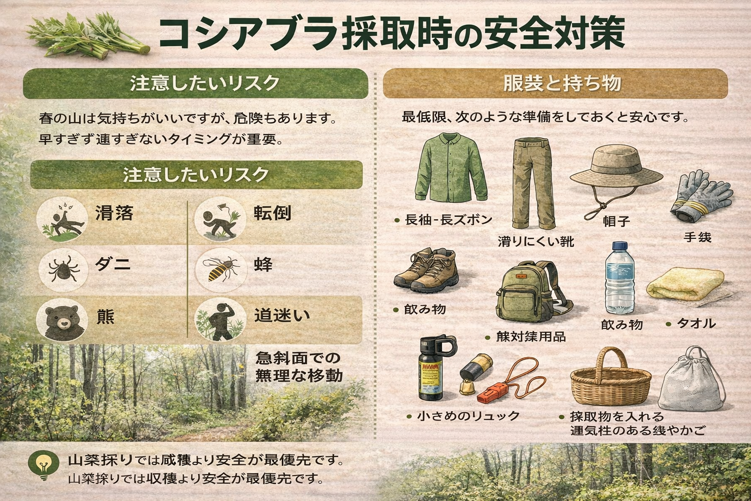 コシアブラ採取時の安全対策