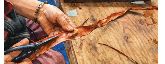 山葡萄籠のヒゴ作り